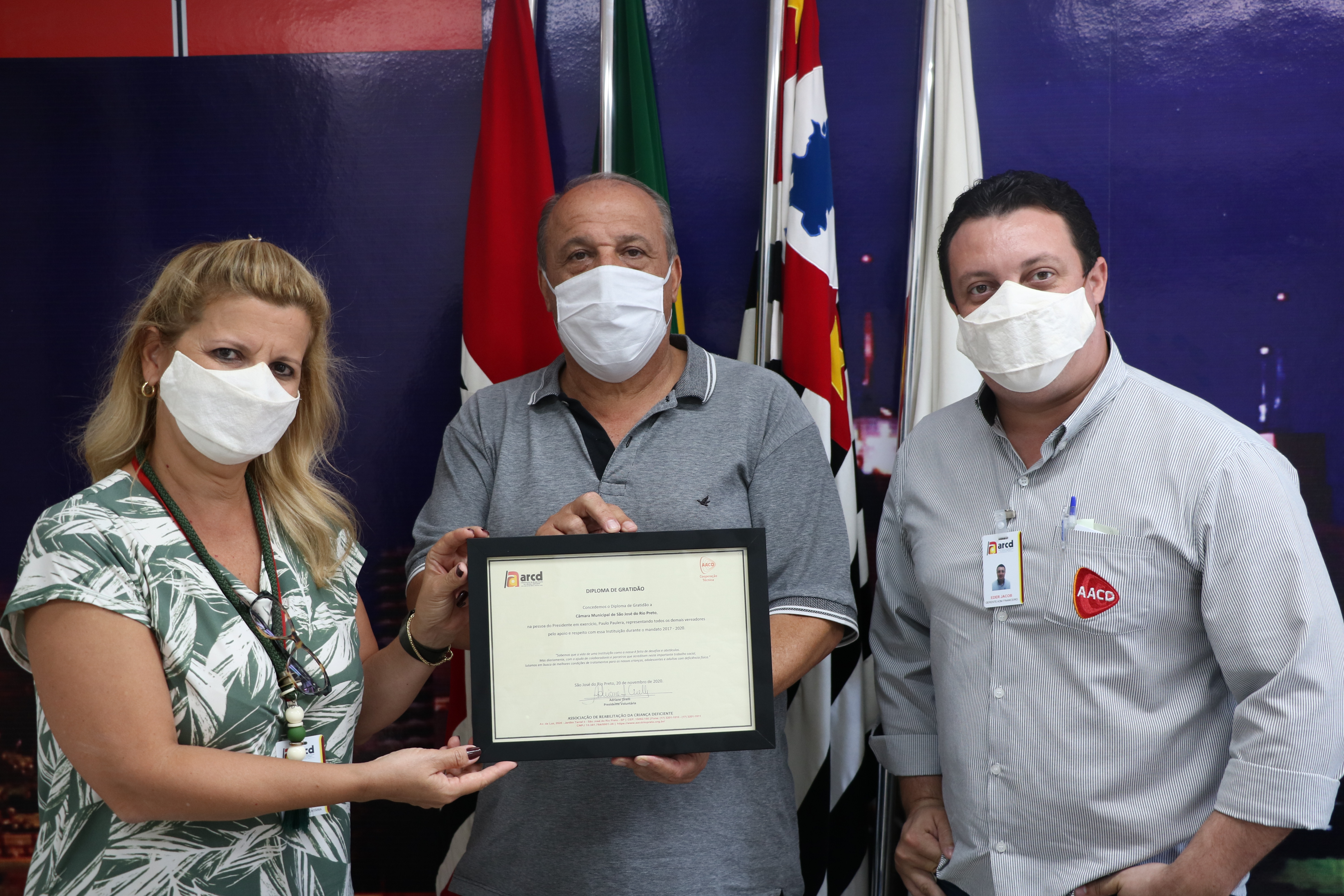 ARCD concede diploma de gratidão à Câmara de Rio Preto