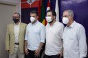 Pupo, Rillo, Boulos e Pedro Roberto, após reunião do Parlamento Regional, no gabinete da presidência Boulos visita Câmara e se reúne com Parlamento Regional