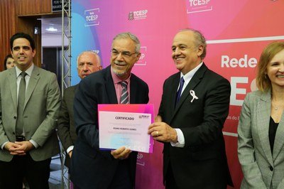 Presidente da Câmara e do TCE durante assinatura de convênio em SP: "Queremos que a população participe, conheça, saiba e fiscalize nosso trabalho", disse Pedro Câmara e TCE firmam parceria para exibição de conteúdo