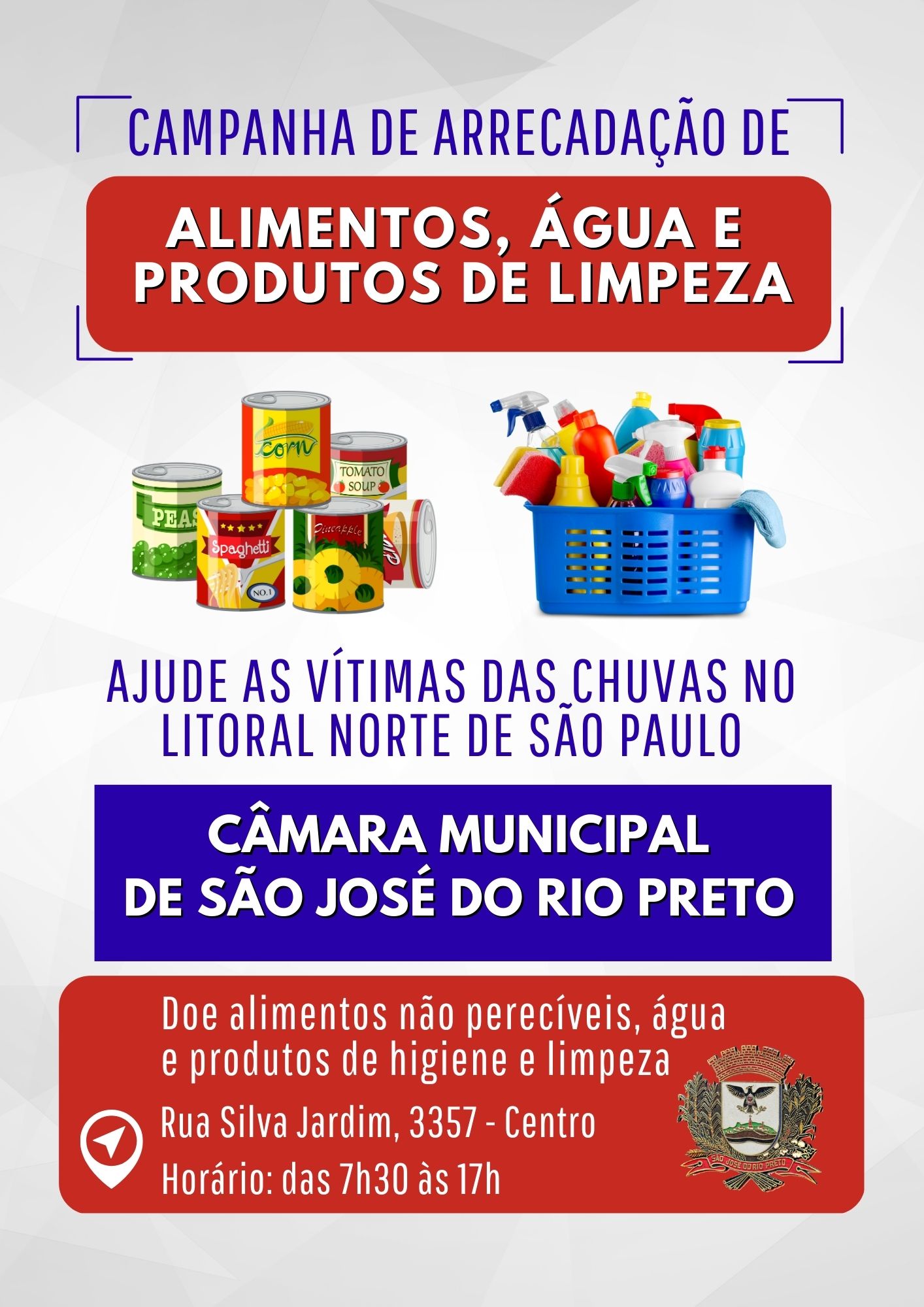 Câmara se mobiliza para arrecadar mantimentos a vítimas de temporal