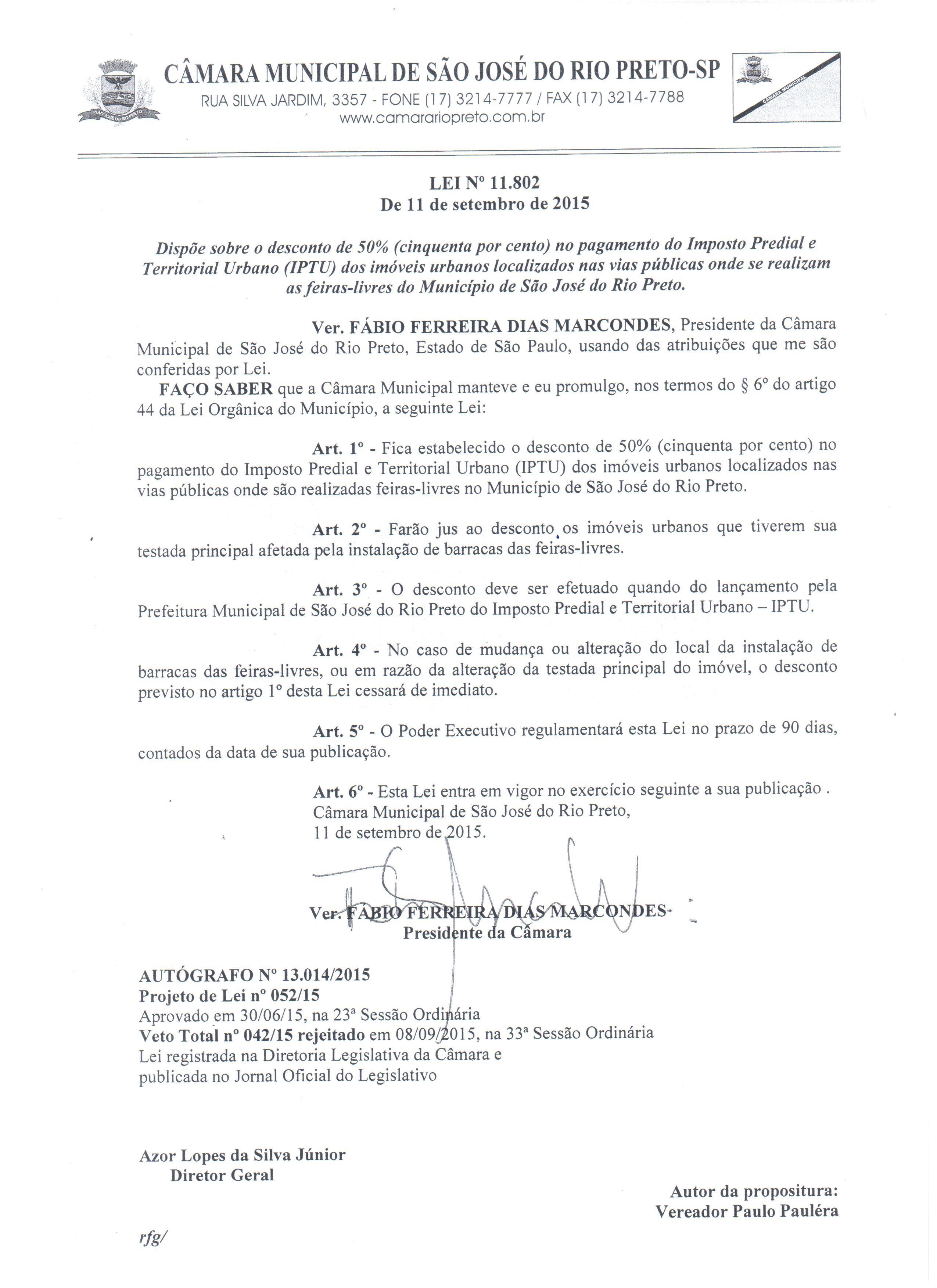 Presidente promulga lei que dá desconto no IPTU