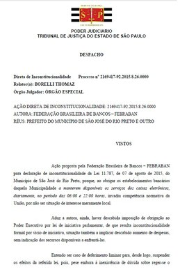 TJ suspende lei que obriga caixa eletrônico até as 22 horas
